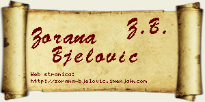 Zorana Bjelović vizit kartica